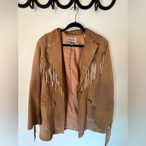 Vintage “Together!” Tan Suede Fringe Jacket, size M